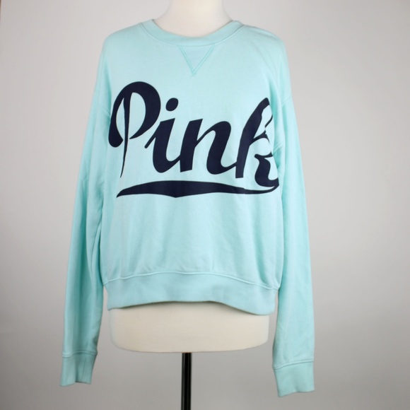 PINK Victoria's Secret Tops - VICTORIA’S SECRET Teal Crewneck Sweatshirt MEDIUM